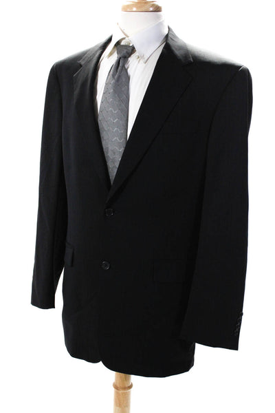 Austin Reed Mens Black Striped Two Button Long Sleeve Blazer Jacket Size 42
