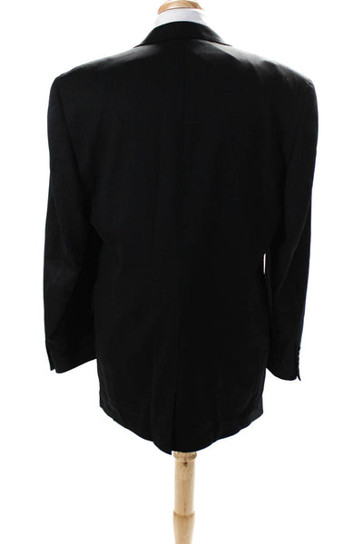 Austin Reed Mens Black Striped Two Button Long Sleeve Blazer Jacket Size 42