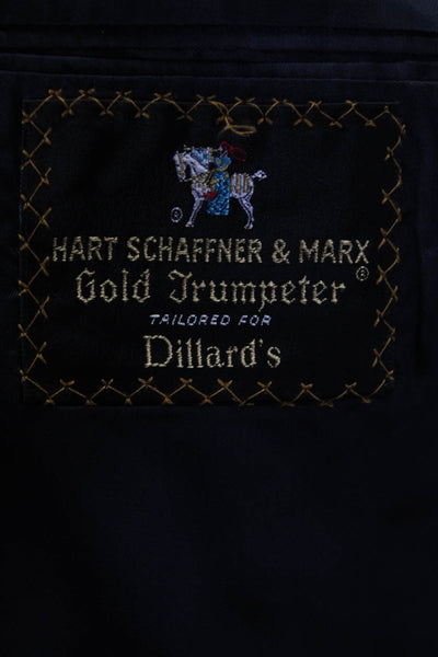 Hart Schaffner Marx Mens Navy Printed Two Button Long Sleeve Blazer Size 42L