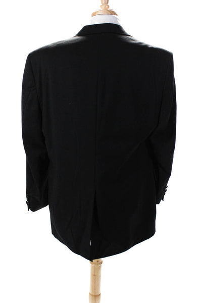 Hart Schaffner Marx Mens Black Two Button Long Sleeve Tuxedo Blazer Size 44R