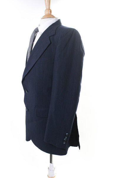 Nino Cerruti Mens Two Button Notched Lapel Pinstriped Blazer Jacket Blue Size 42