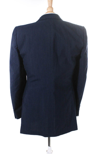 Nino Cerruti Mens Two Button Notched Lapel Pinstriped Blazer Jacket Blue Size 42