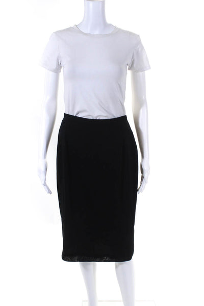 Roger Sakoun Womens 100% Wool Knee Length High Rise Pencil Skirt Black Size 42