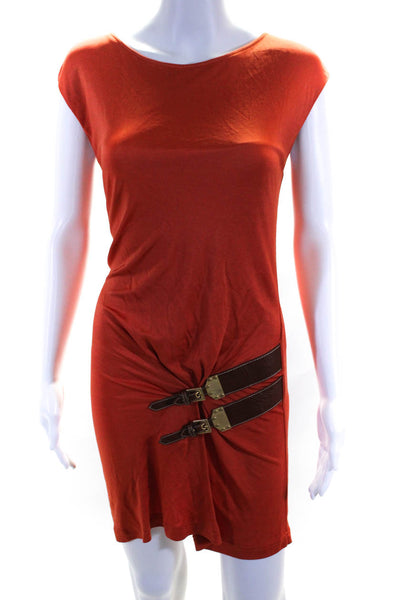 4G by Gizia Womens Sleeveless Buckle Accent Mini Tank Dress Orange Size 36