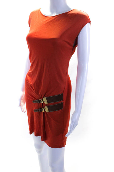 4G by Gizia Womens Sleeveless Buckle Accent Mini Tank Dress Orange Size 36