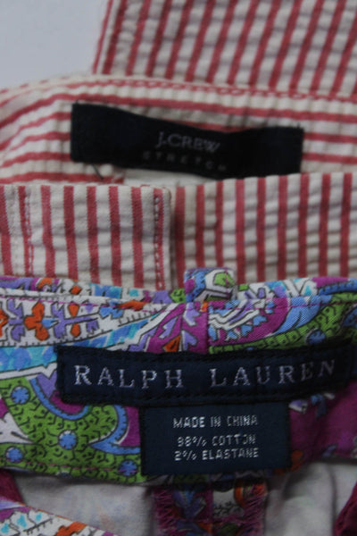 Ralph Lauren J Crew Womens Fuschia Printed Cotton Trouser Pants Size 2 0 lot 2