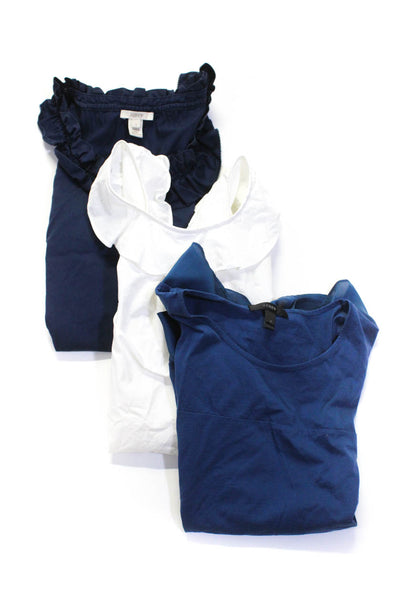 J Crew Womens Navy Blue Cotton Ruffle Sleeveless Blouse Top Size 0 lot 3
