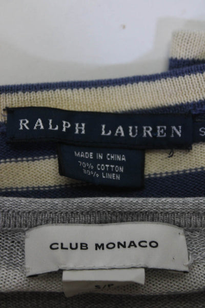 Ralph Lauren Club Monaco Womens Blue Cotton Striped Sweater Top Size S XS lot 2