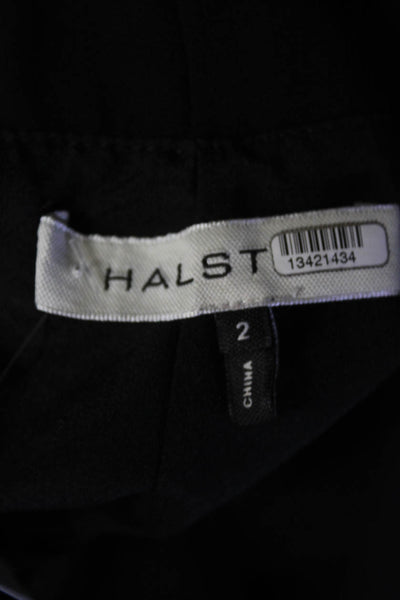 HALSTON Womens Black Black Asymmetric Drape Top Size 2 13421434