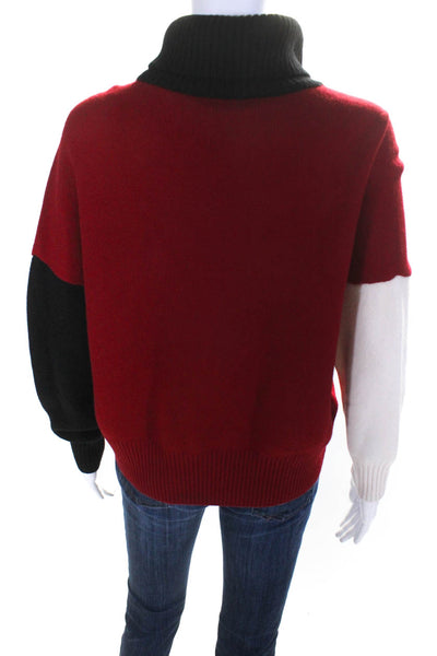Fuzzi Womens Red Turtleneck Colorblock Sweater Size 10 11355089