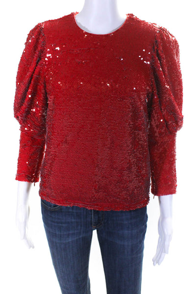 Allen Schwartz Womens Red Red Sequin Kyra Top Size 4 13335929
