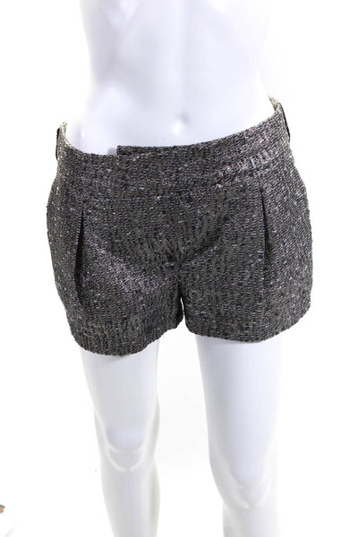 Gizia Womens Metallic Textured Pleated Mini Shorts Gold Size 36
