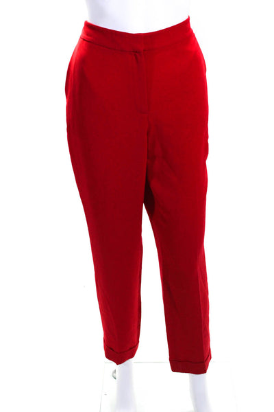 Lafayette 148 New York Womens Red Clinton Cuffed Pants Size 8 12749077