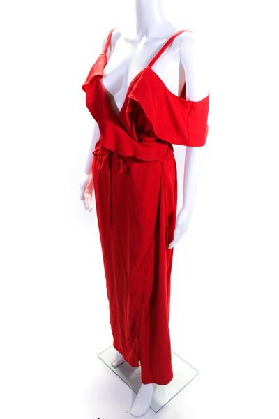 ELOQUII Womens Red Red Cascade Wrap Jumpsuit Size 16 12235162