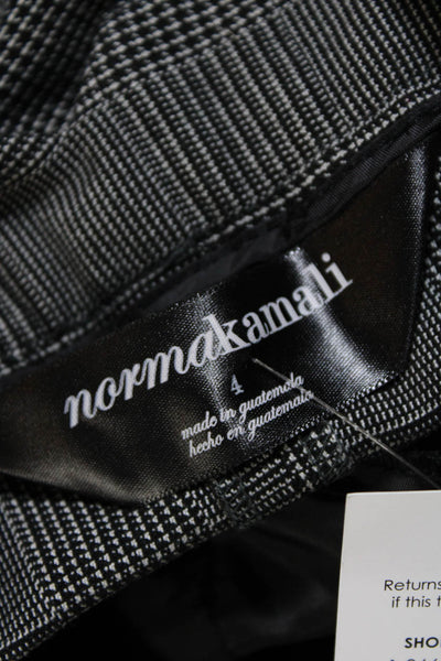 Norma Kamali Womens Woven Plaid Mid Rise Knee Length Pencil Skirt Black Size 4