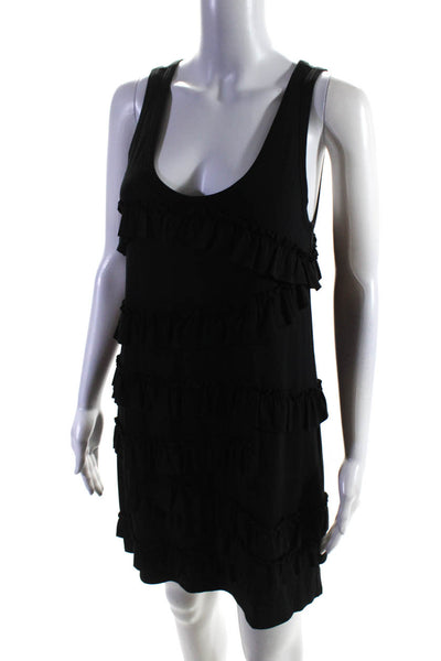 Juicy Couture Womens Jersey Knit Ruffled Scoop Neck Tank Dress Black Size S