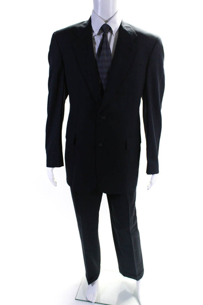 Hart Schaffner & Marx Mens Pinstripe Jacket w/ Pants Suit Set Black Size 42L 36