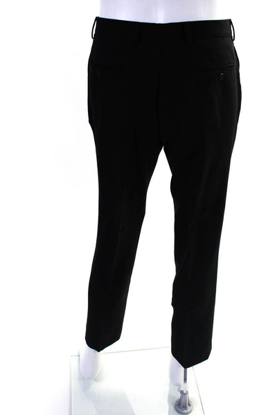 Sandro Paris Mens 100% Wool Flat Front Slim Straight Dress Pants Black Size 44