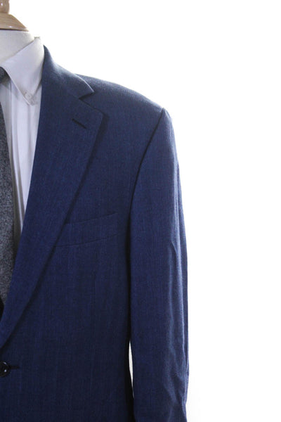 John W. Nordstrom Mens Silk Two Button Blazer Jacket Blue Size 42 Regular
