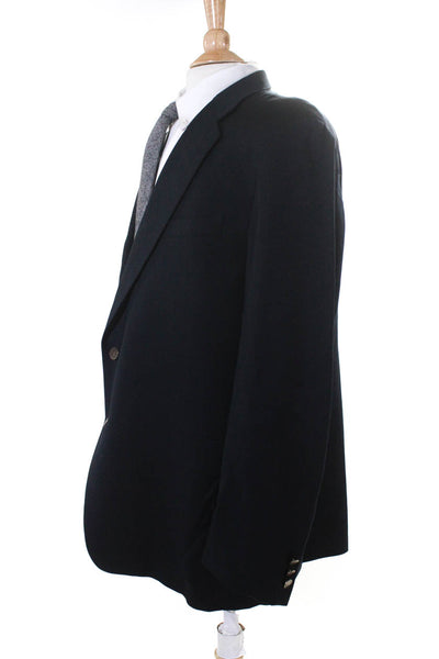 Hickey Freeman Mens Two Button Blazer Jacket Black Wool Size 46 Regular