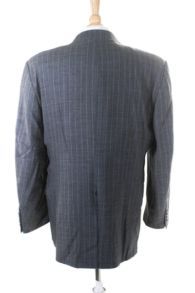 Hickey Freeman Mens Striped Two Button Blazer Gray Wool Size 44 Regular