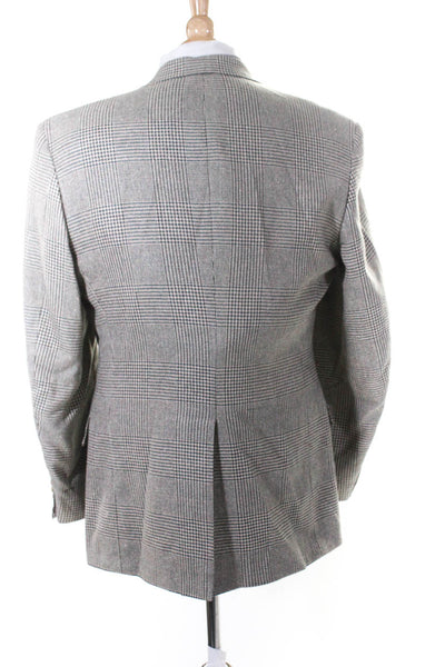 Barrister Mens Houndstooth Print Two Button Blazer Beige Green Size 38