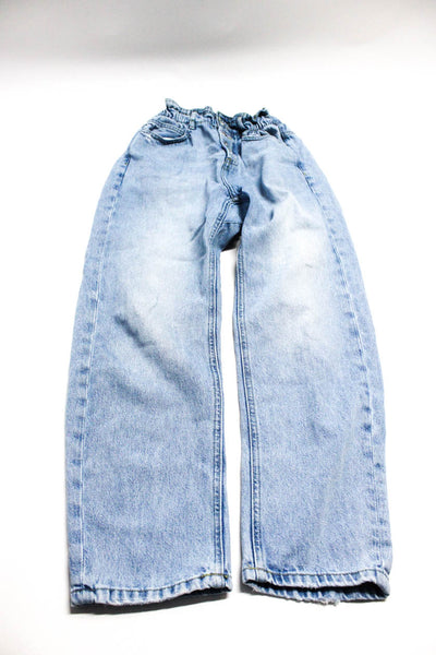 Zara Women's Paper Bag Waist Straight Leg Light Wash Denim Pant Size 4 Lot 3