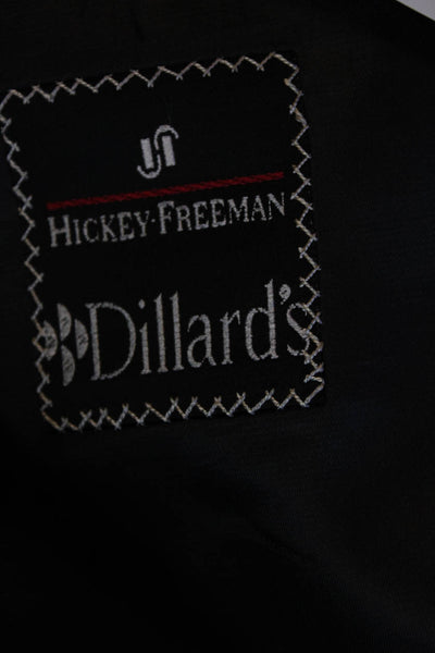 Hickey Freeman Mens Black White Silk Wool Printed Two Button Blazer Size 46L