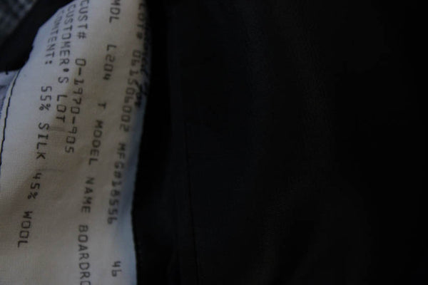 Hickey Freeman Mens Black White Silk Wool Printed Two Button Blazer Size 46L
