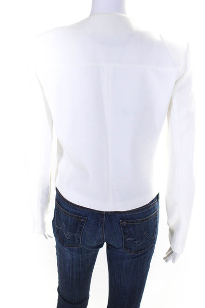 Elie Tahari Womens White Multi Textured Long Sleeve Blazer Jacket Size 2