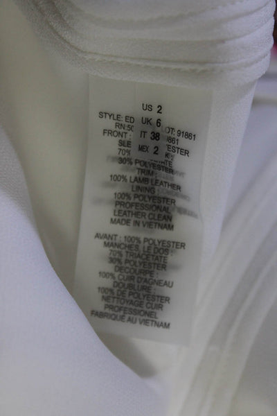 Elie Tahari Womens White Multi Textured Long Sleeve Blazer Jacket Size 2