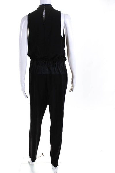 HALSTON Womens Black Draped Satin Jumpsuit Size 8 12719038