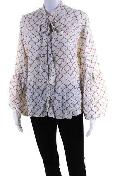 7 For All Mankind Womens White White Chain Print Top Size 6 13293433
