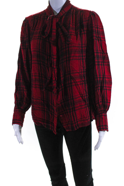 Lauren Ralph Lauren Womens Red Red Plaid High Neck Top Size 16 13142025