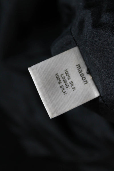 Mason Womens Silk Short Sleeve Layered Deep V-Neck Mini Dress Black Size 2