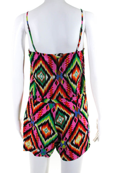 Twelfth Street by Cynthia Vincent Womens Multicolor Geometric Romper Pink Size 2