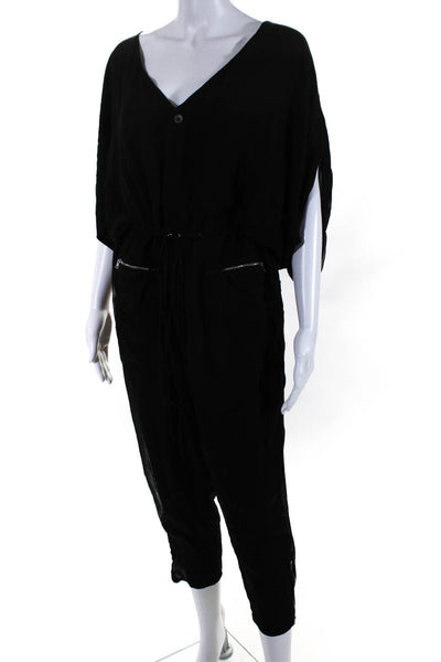Robert Rodriguez Black Label Womens Silk Short Sleeve Jumpsuit Black Size 0