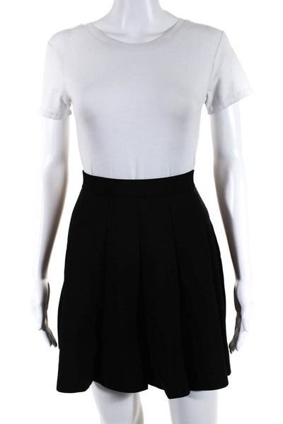 Parker Womens Striped Elastic Flared Mini Skirt Black Size Small