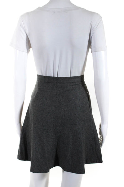 Gunex Womens Virgin Wool Side Zip Mini A-Line Flare Skirt Gray Size 2