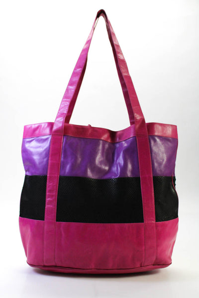 Susan Bennis Warren Edwards Womens Leather Tote Shoulder Handbag Multi Colored