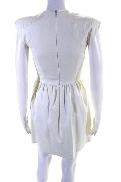 French Connection Womens V Neck Cap Sleeved A Line Pleated Dress White Size 2