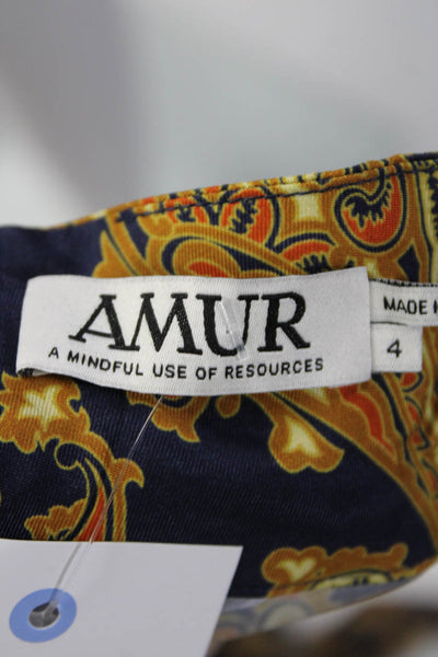 AMUR Women's Mock Neck Short Sleeves Ruffle Mini Dress Paisley Size 4