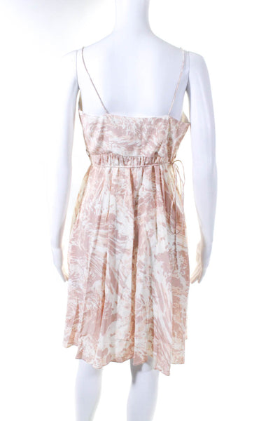 Tibi Womens Silk Abstract Print Spaghetti Strap Wrap Dress Pink Ivory Size 2
