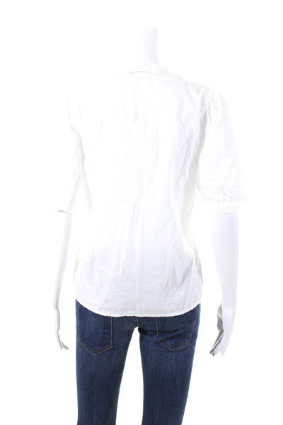 Nation LTD Womens Cotton Collared Short Sleeve Button Up Shirt Top White Size XS