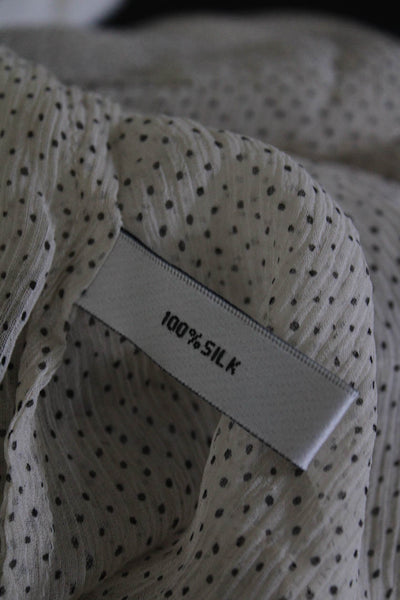 Walter Womens Silk Sheer Spotted Print 3/4 Sleeve Mock Neck Blouse Beige Size 2