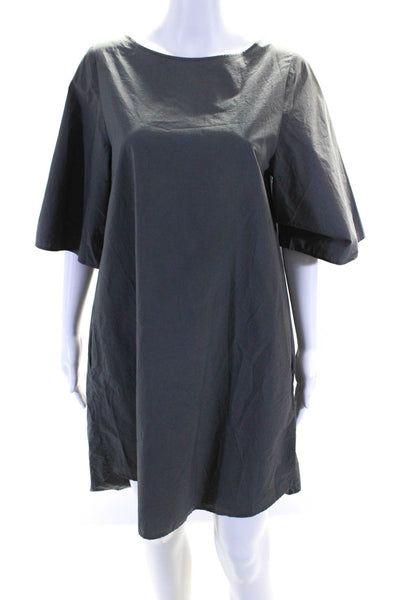 COS Womens Short Sleeve Knee Length A Line Shirt Dress Gray Cotton Size 6