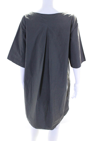 COS Womens Short Sleeve Knee Length A Line Shirt Dress Gray Cotton Size 6