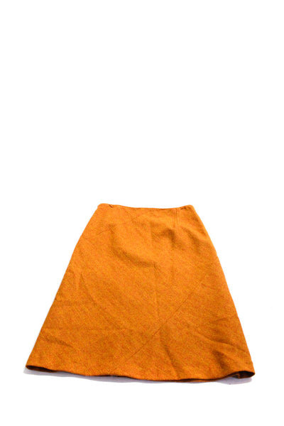 Chaiken Womens Side Zip Knee Length Pencil Skirt Orange Wool Size 4