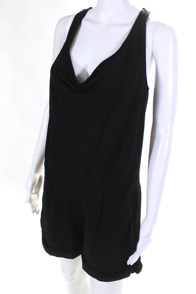 Vince Womens Sleeveless Racerback Elastic Scoop Neck Romper Black Size Small