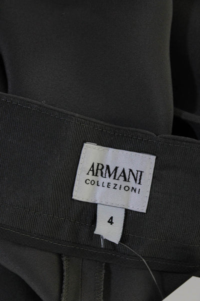 Armani Collezioni Womens High-Rise Pleated Front Dress Trousers Gray Size 4